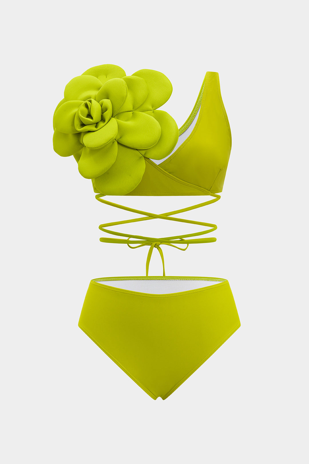 3D floral strappy two-piece bikini set 