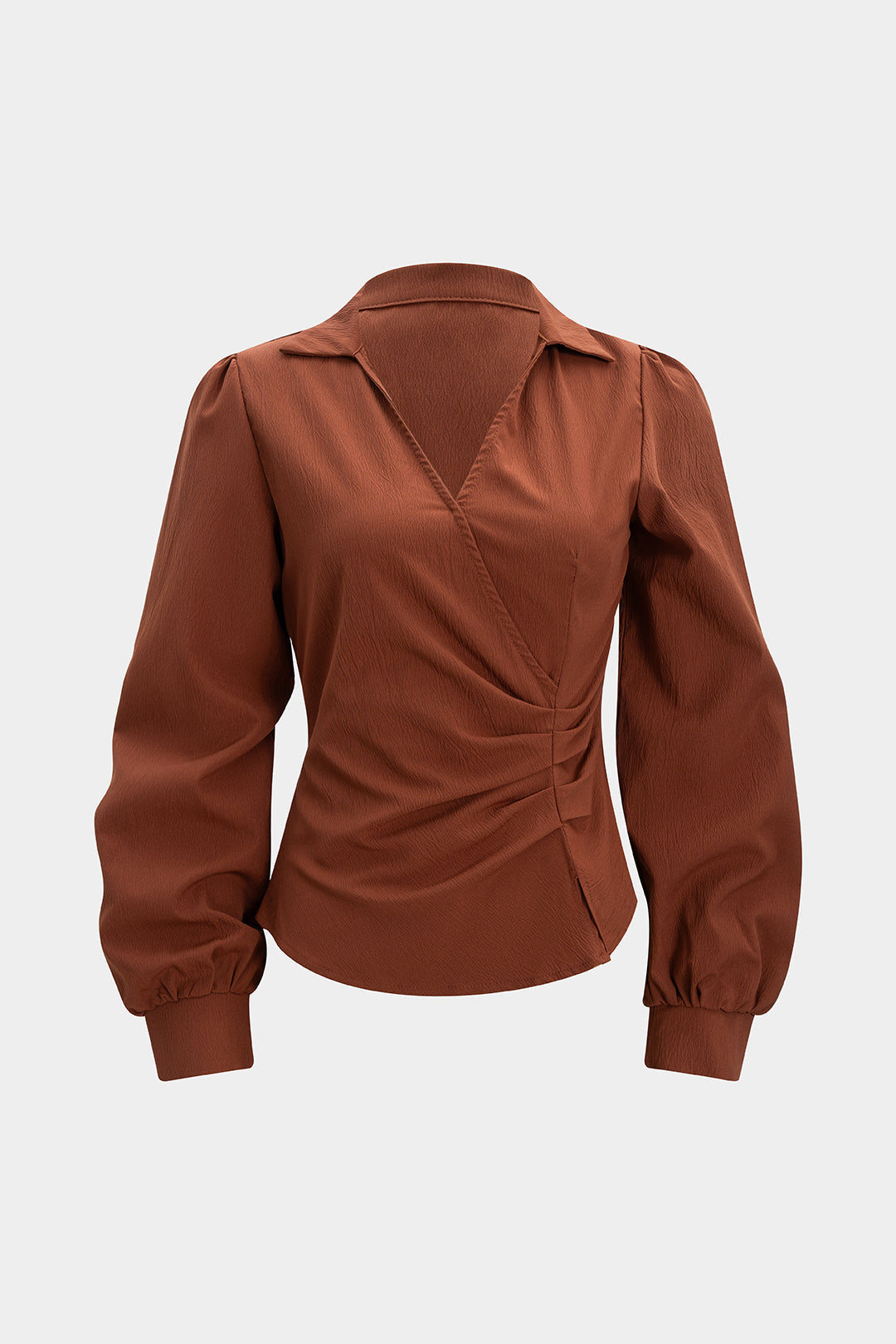 Belted Ruched Long-Sleeve Shirt 