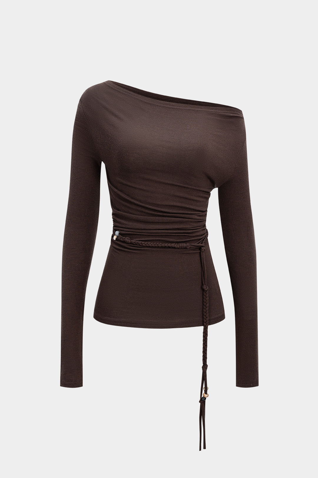 Women’s Asymmetrical Ruched One-Shoulder Top – Sculpted Wrap Detail