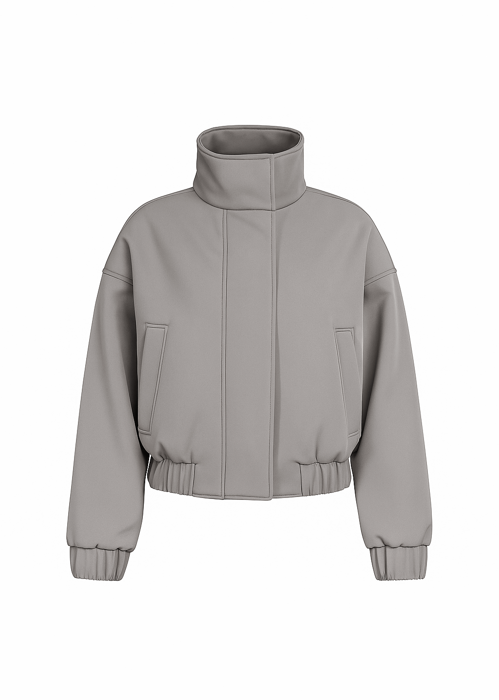 Arctic High Neck Oversized Bomber Jacket - Sage Green