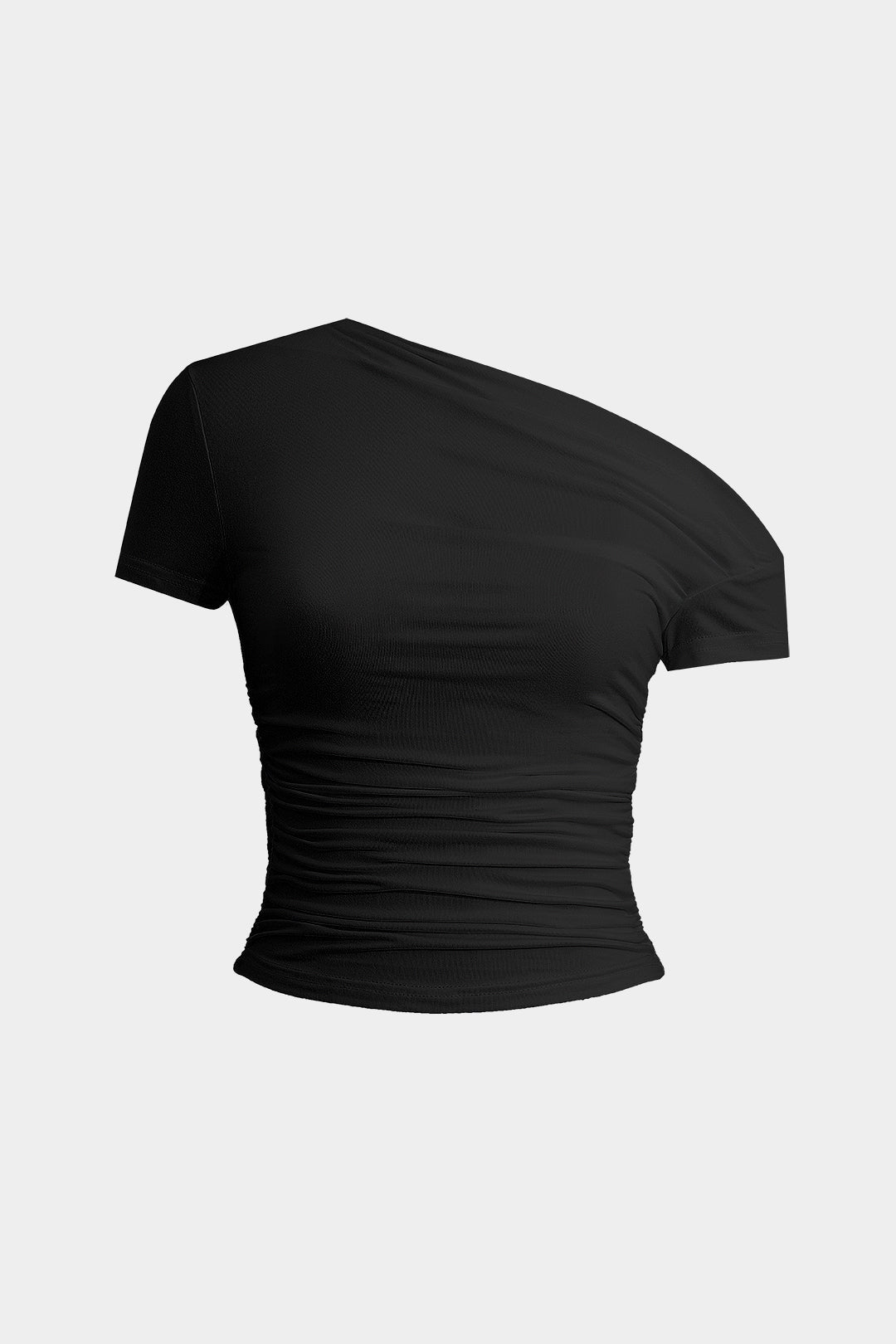 Basic asymmetrical T-shirt with ruffles 