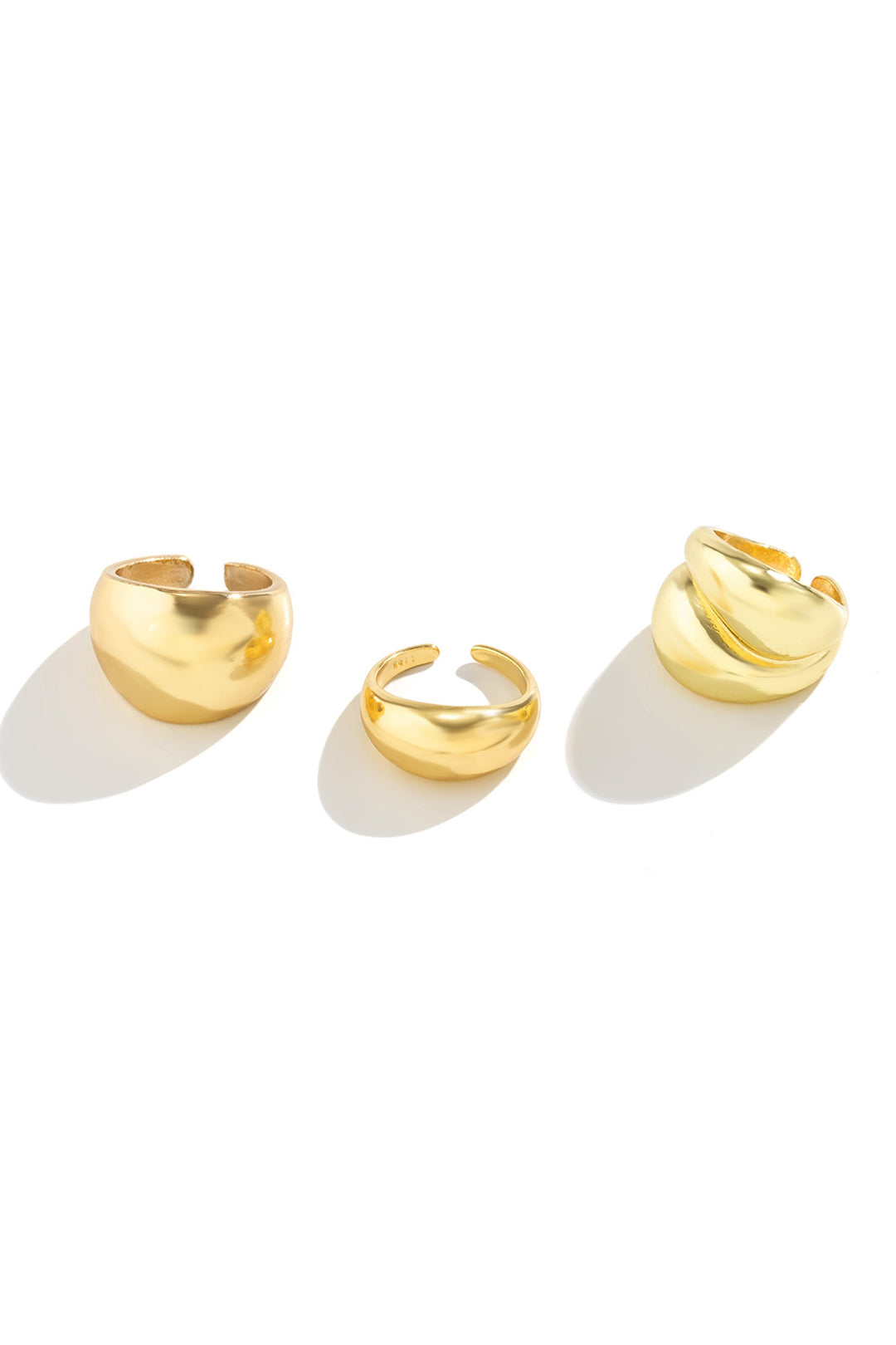 3pcs Geometric Curved Cuff Rings Set 