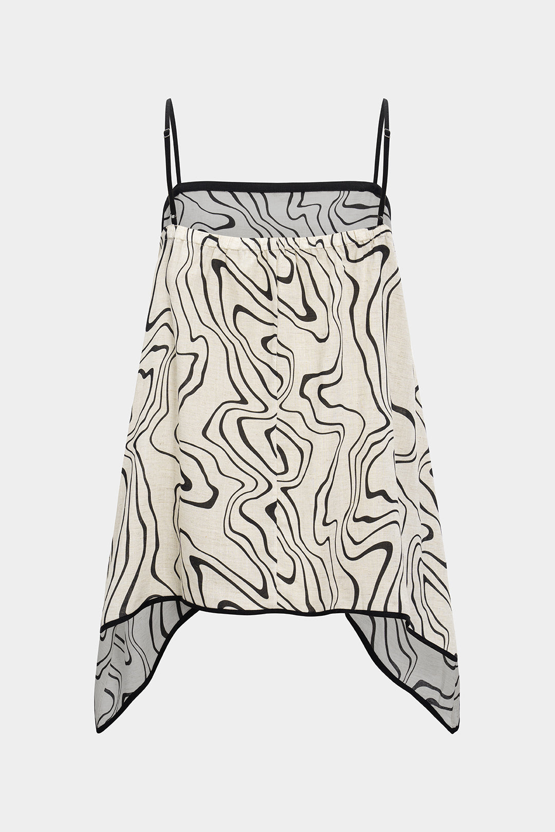 Abstract Print Linen Slip Detail Cami Top 