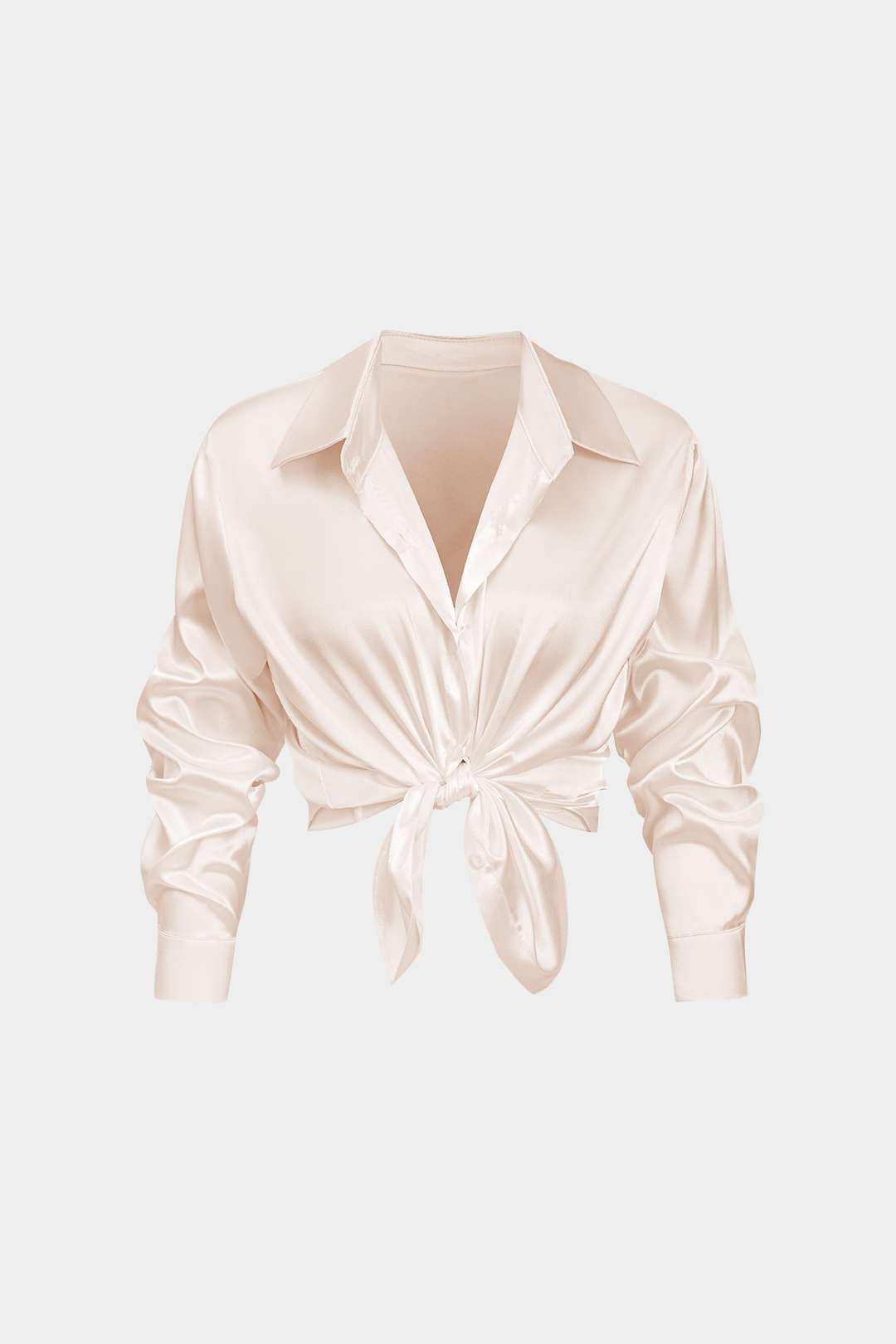 Basic solid satin shirt with long sleeves 