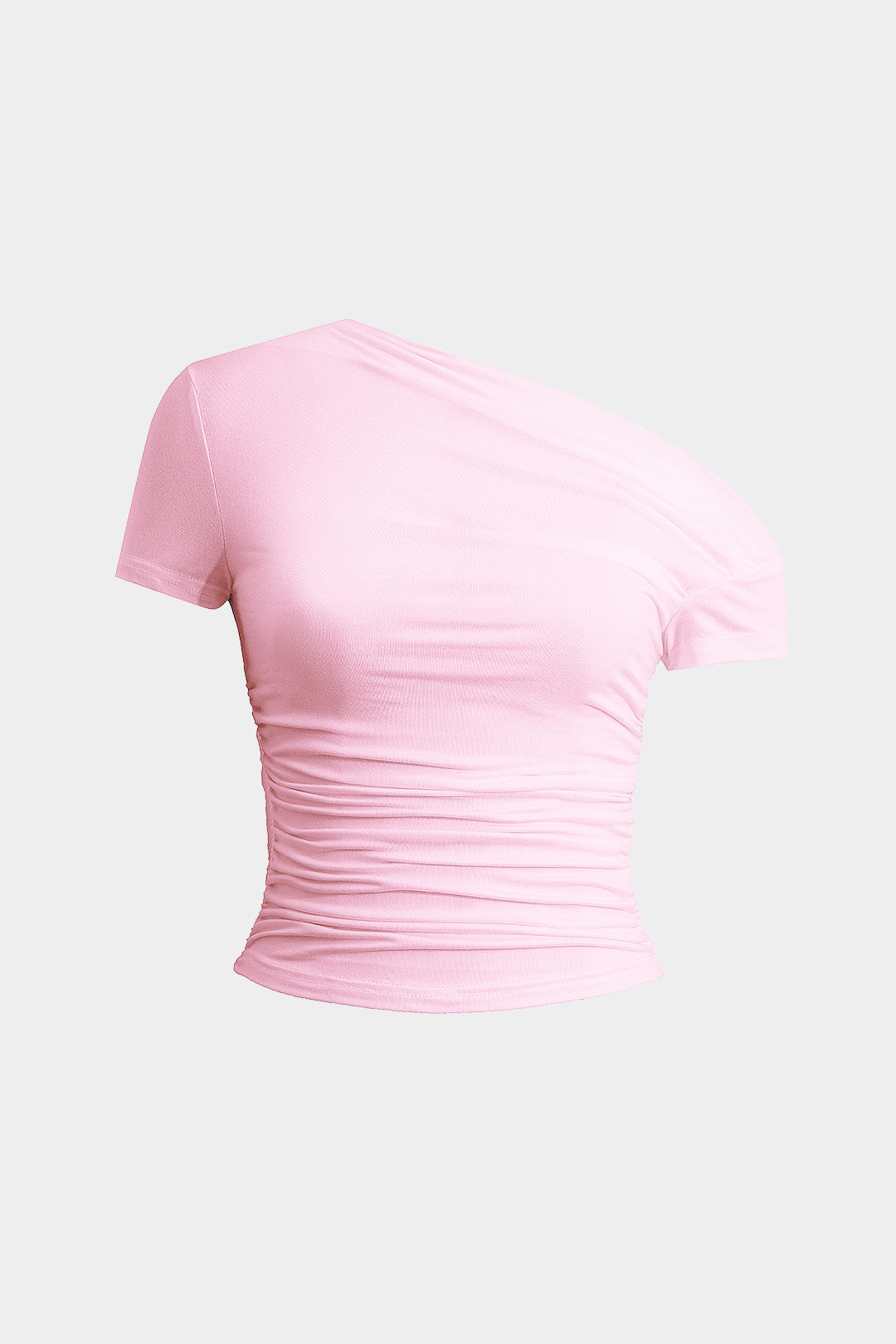 Basic asymmetrical T-shirt with ruffles 
