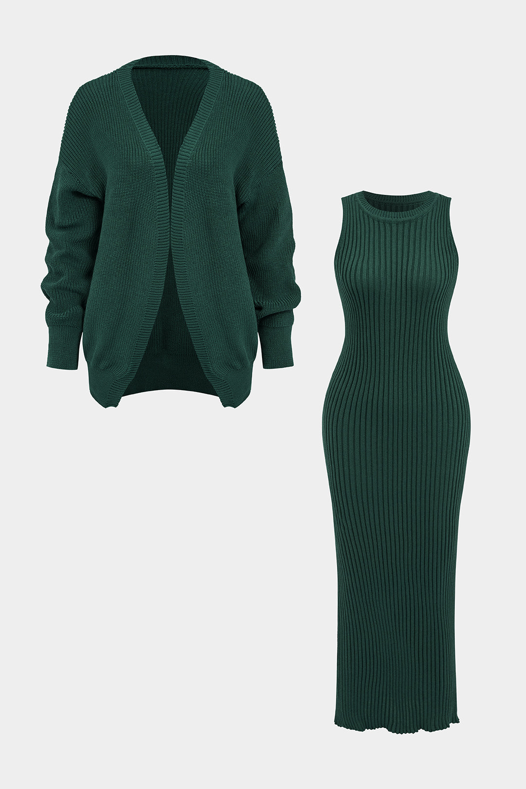 Ribbed knitwear and cardigan set 