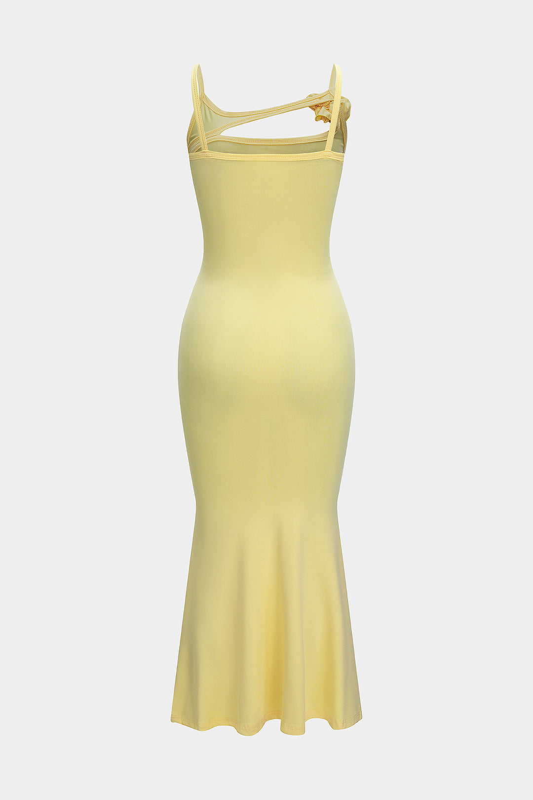 3D floral cut-out slip sleeveless mermaid maxi dress 