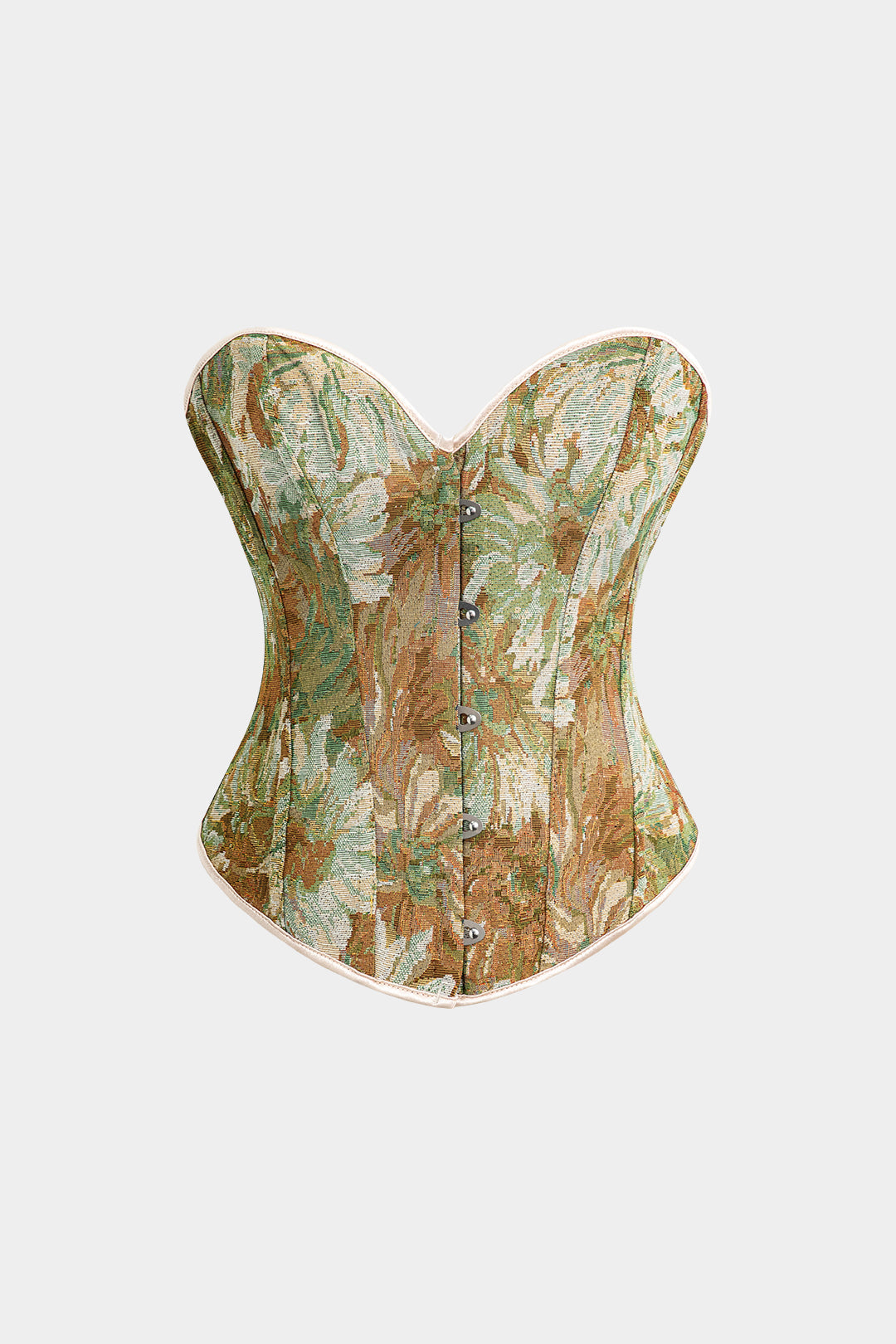 Korsettop met abstracte print en gevlochten stropdas