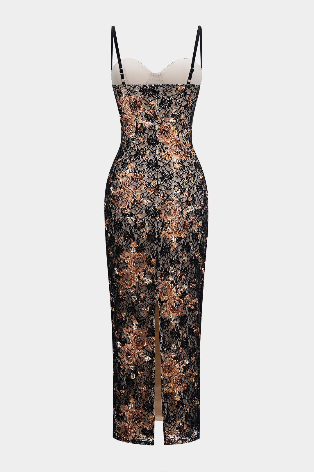 Floral Print Lace Patchwork Slip Underwire Sleeveless Maxi Dress 