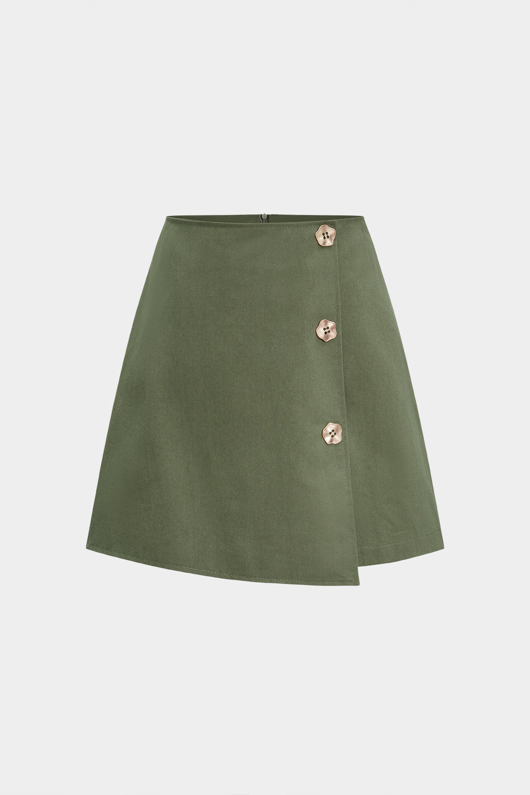 Asymmetrical Button Mini Skirt 