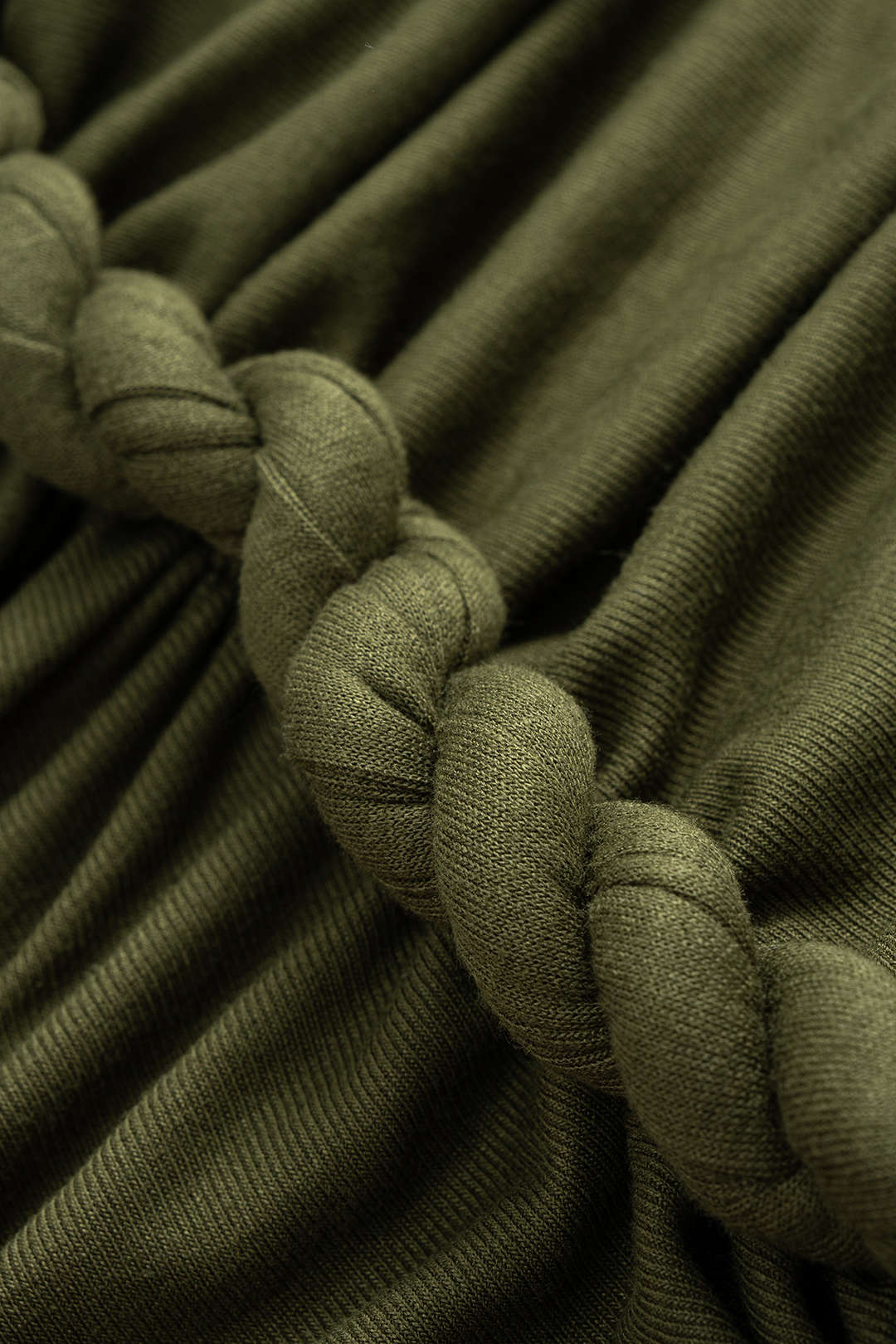 Asymmetrical Shoulder Ruched Twist Knot Sleeveless Maxi Dress 