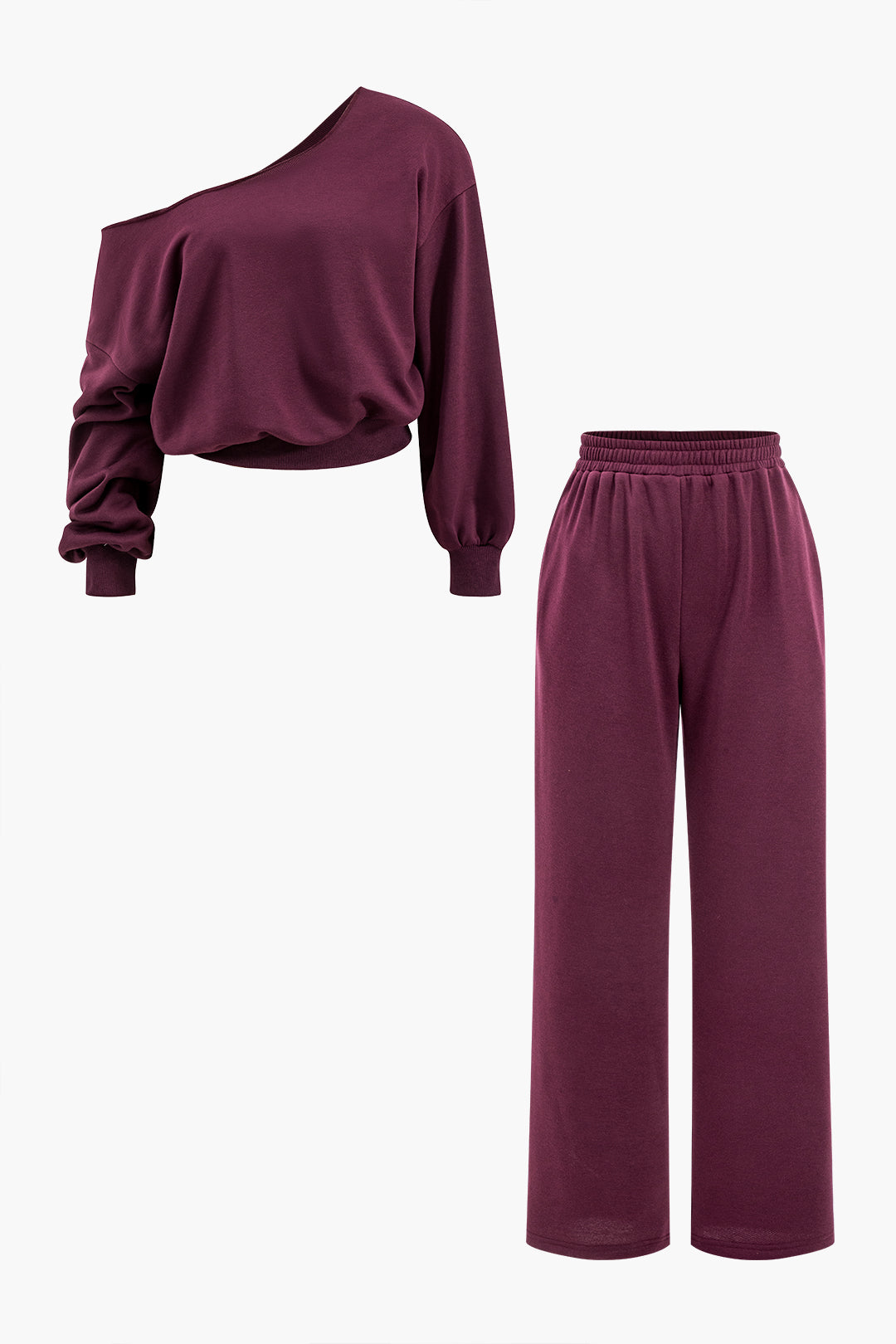 Asymmetric top and pants set