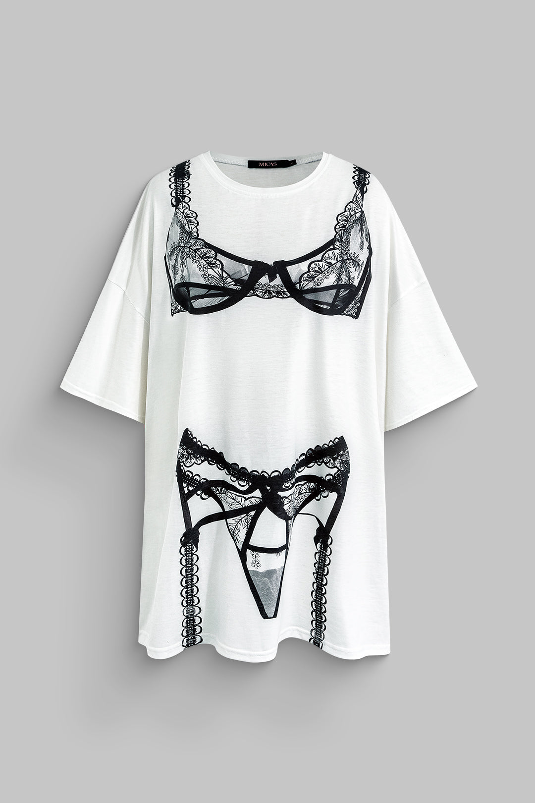 Bikini Print Round Neck Mini T-Shirt Dress 