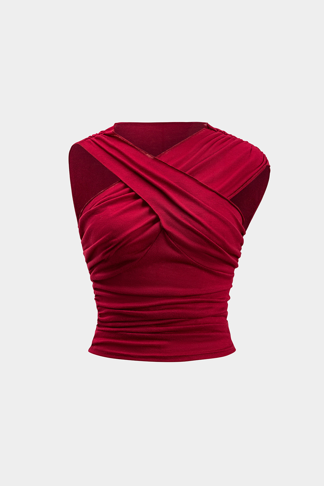 Asymmetrical Crossed Ruched Tank Top 