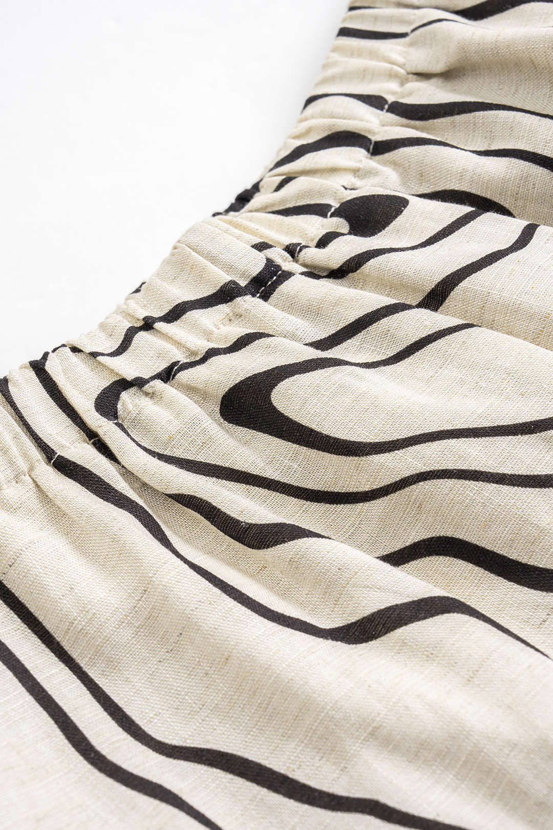 Abstract Print Linen Pocket Trousers 