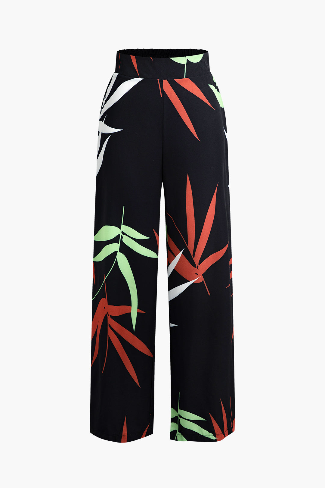 Bamboo leaf print cami top and pants set 