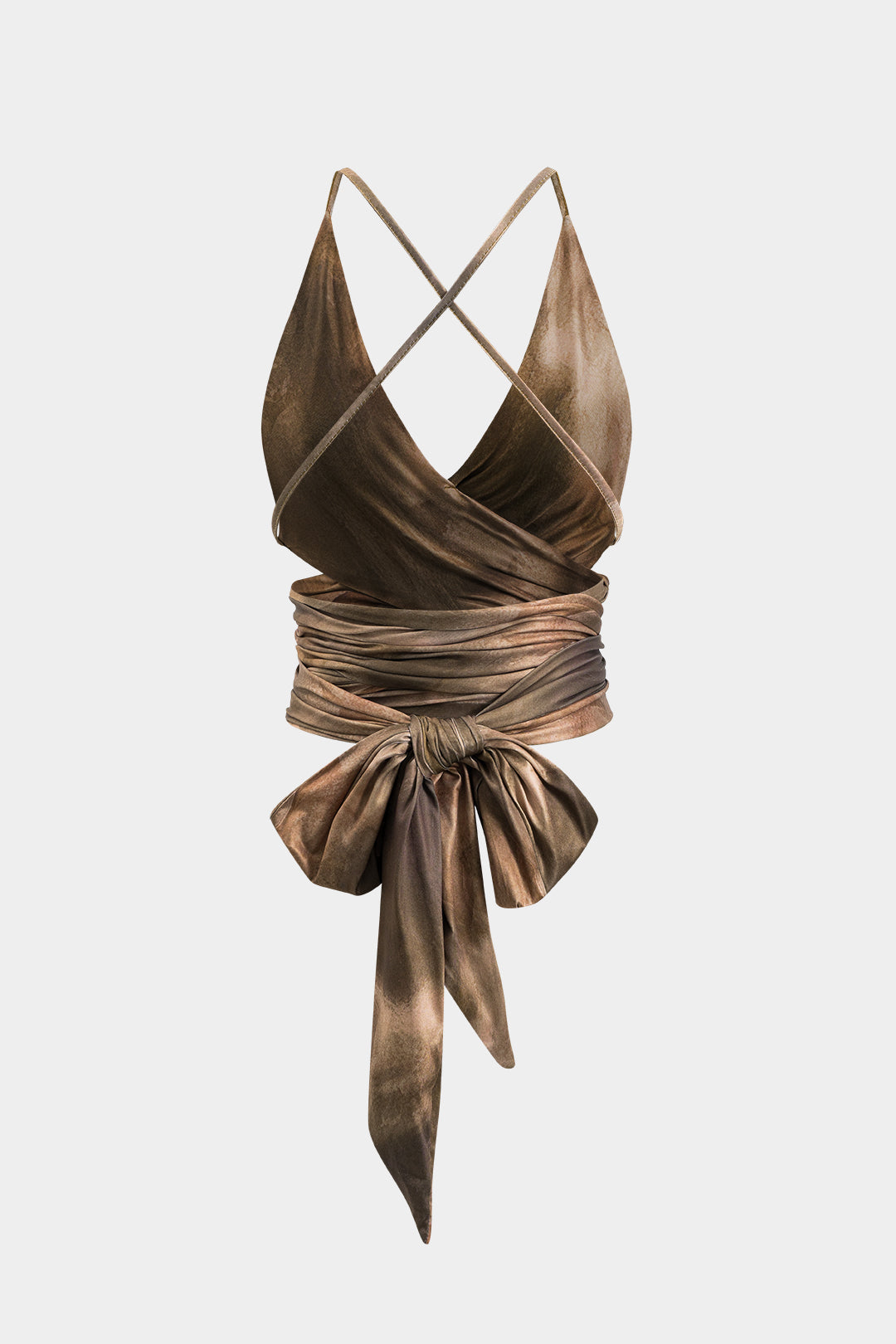 Abstract Print Backless Strappy Tie Back Cami Top 