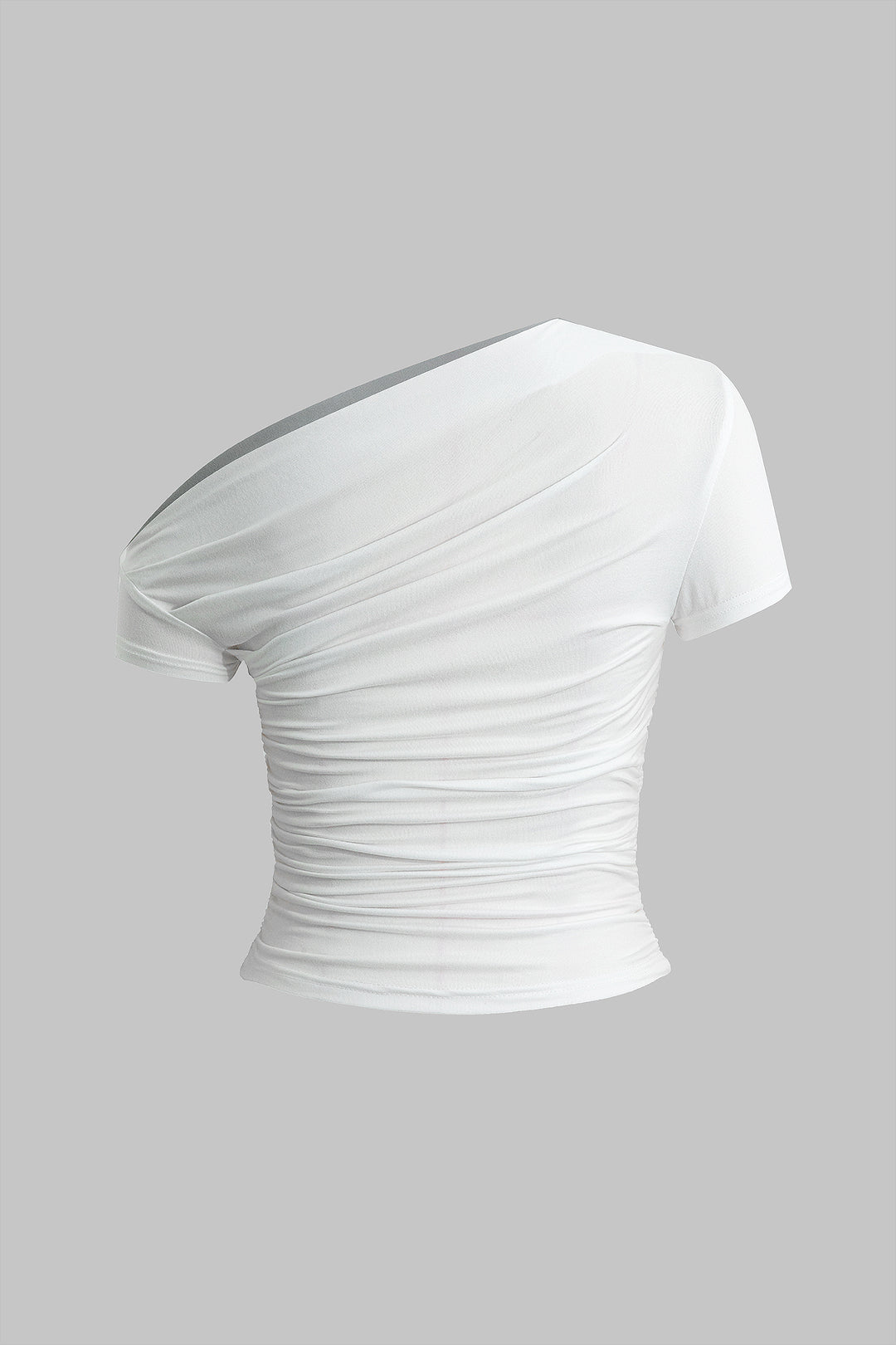 Basic asymmetrical T-shirt with ruffles 