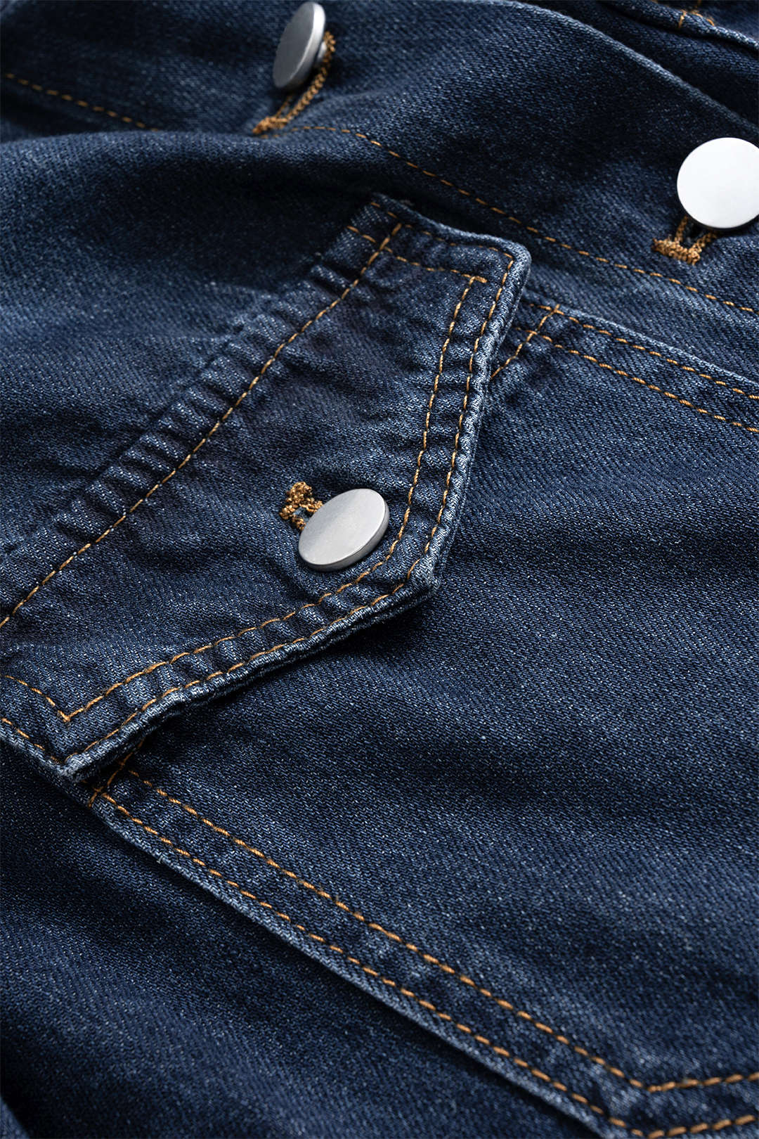 Denim Button Long-Sleeve Top And High Waist Mini Skirt Set 