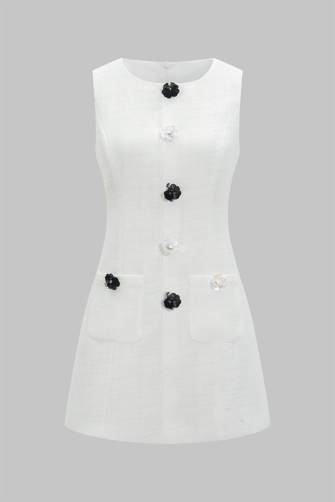 3D Floral Decor Sleeveless Mini Dress 