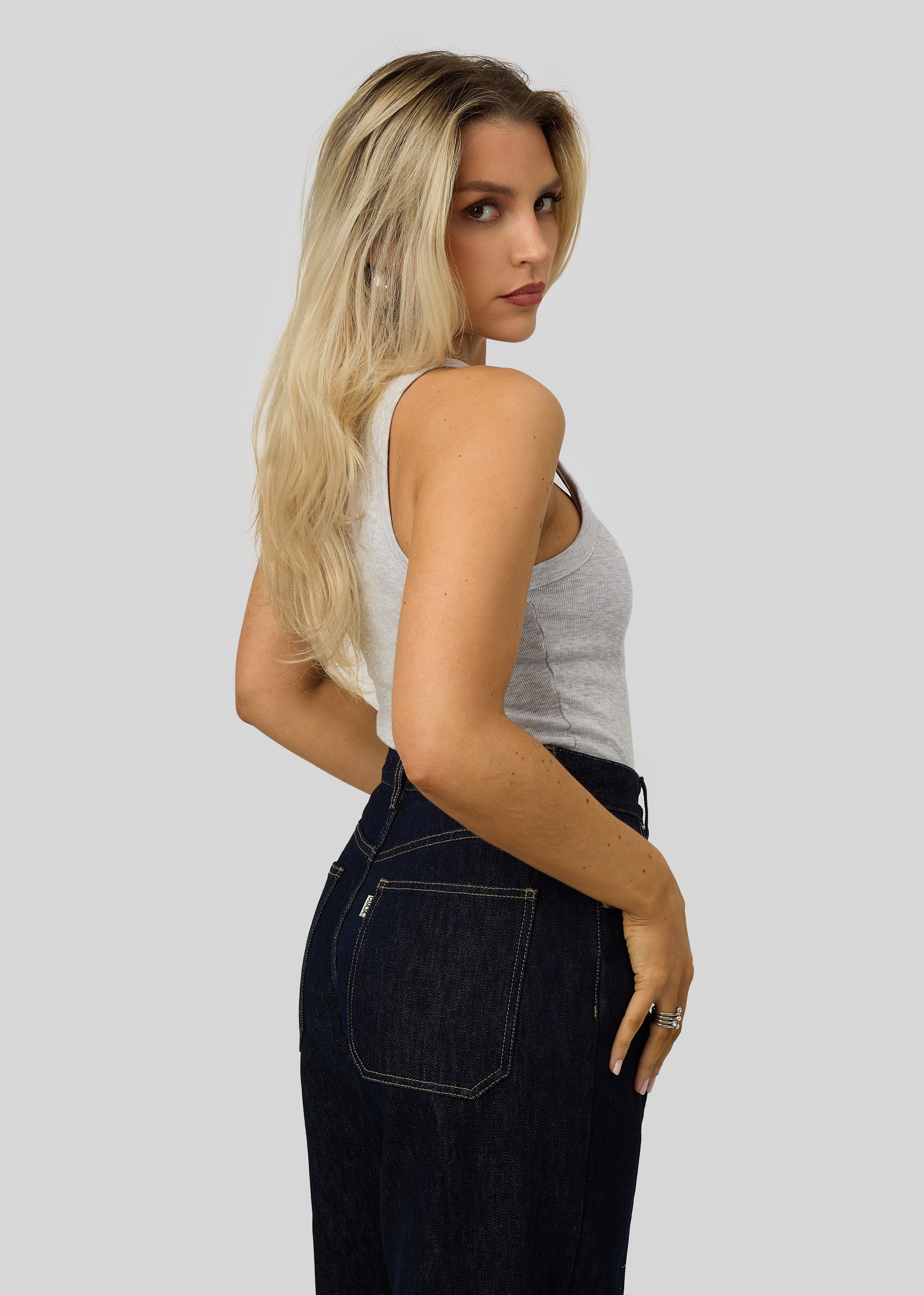 Jimmy Scoop-Neck Ribbed Tank Top - Gray 