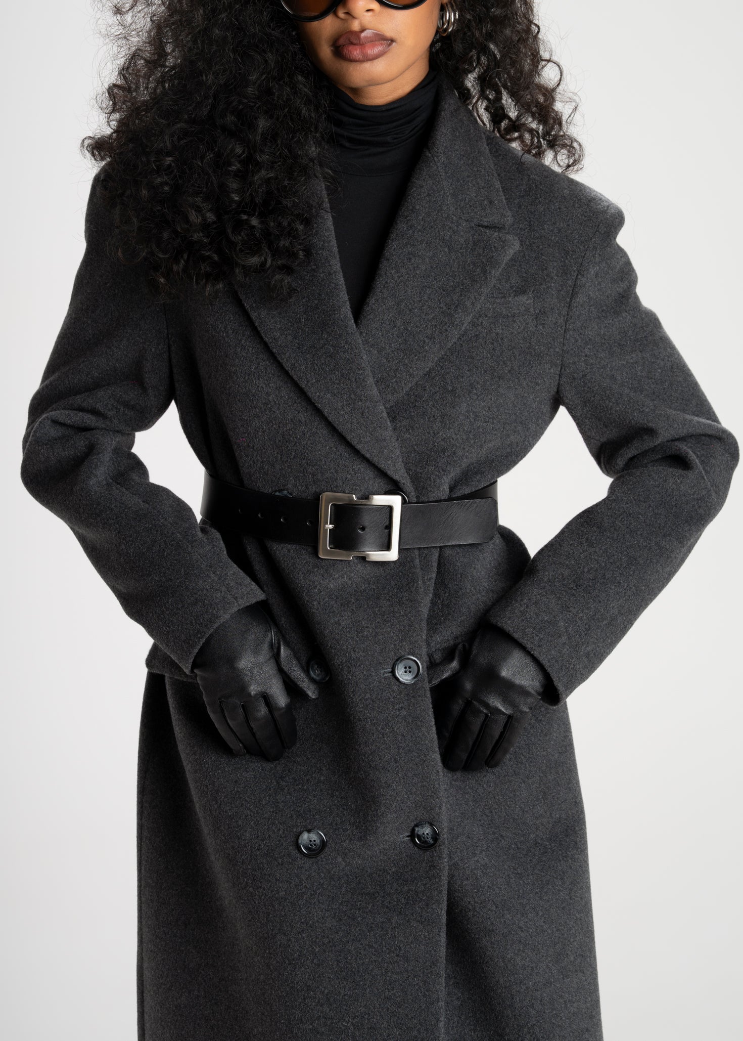 Frost Leather Belt With Silver Buckle 