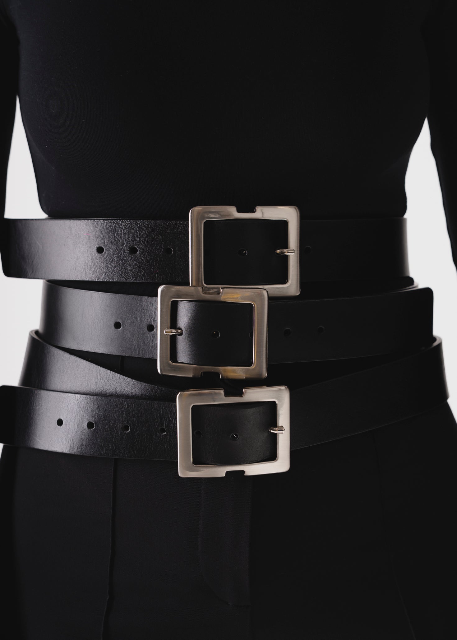 Frost Leather Belt With Silver Buckle 